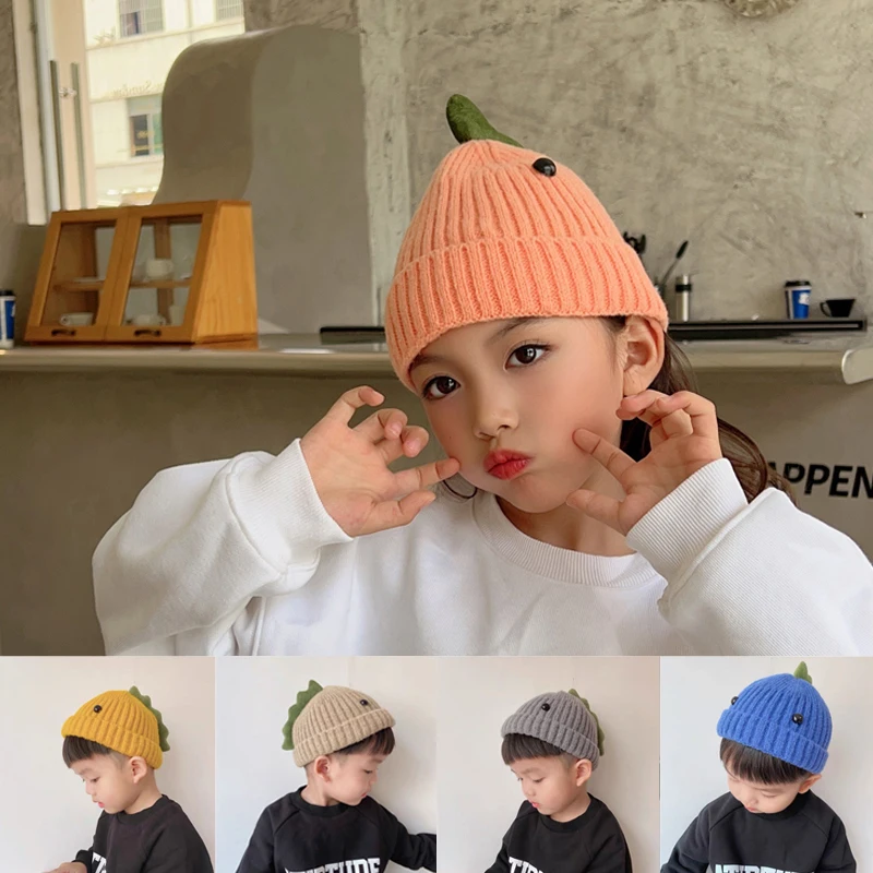 

2023 Baby Hat Cartoon Decoration Pullover Hat Autumn Winter Baby Knitted Woolen Hat Cute Trend Casual Lovely Children Caps