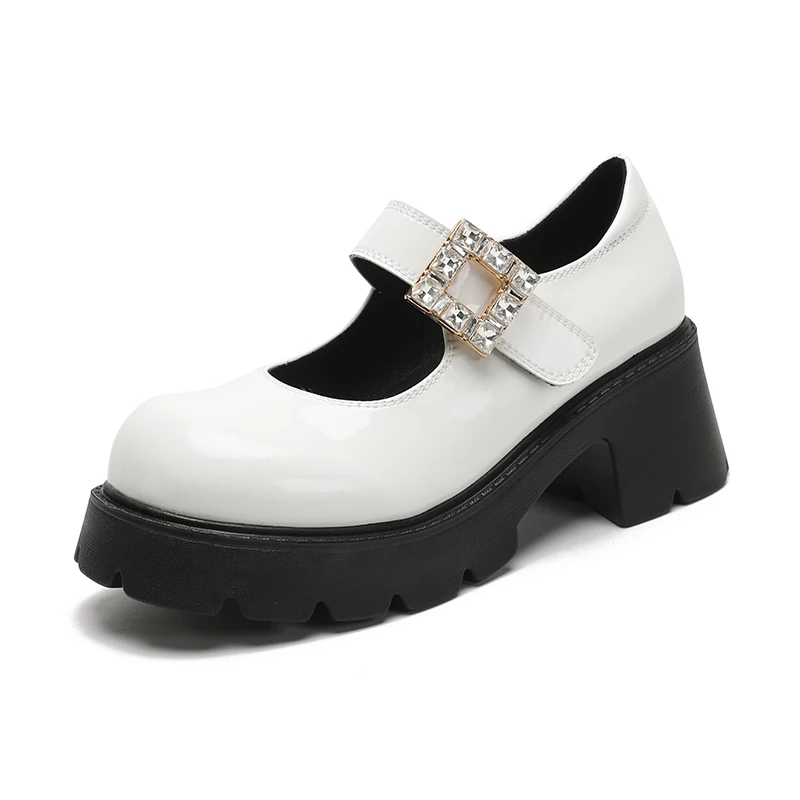 

Туфли SUMAITONG в стиле "Лолита", японская обувь на платформе, высокие каблуки, модные женские лакированные Туфли Мэри Джейн с круглым носком из искусственной кожи, для студентов