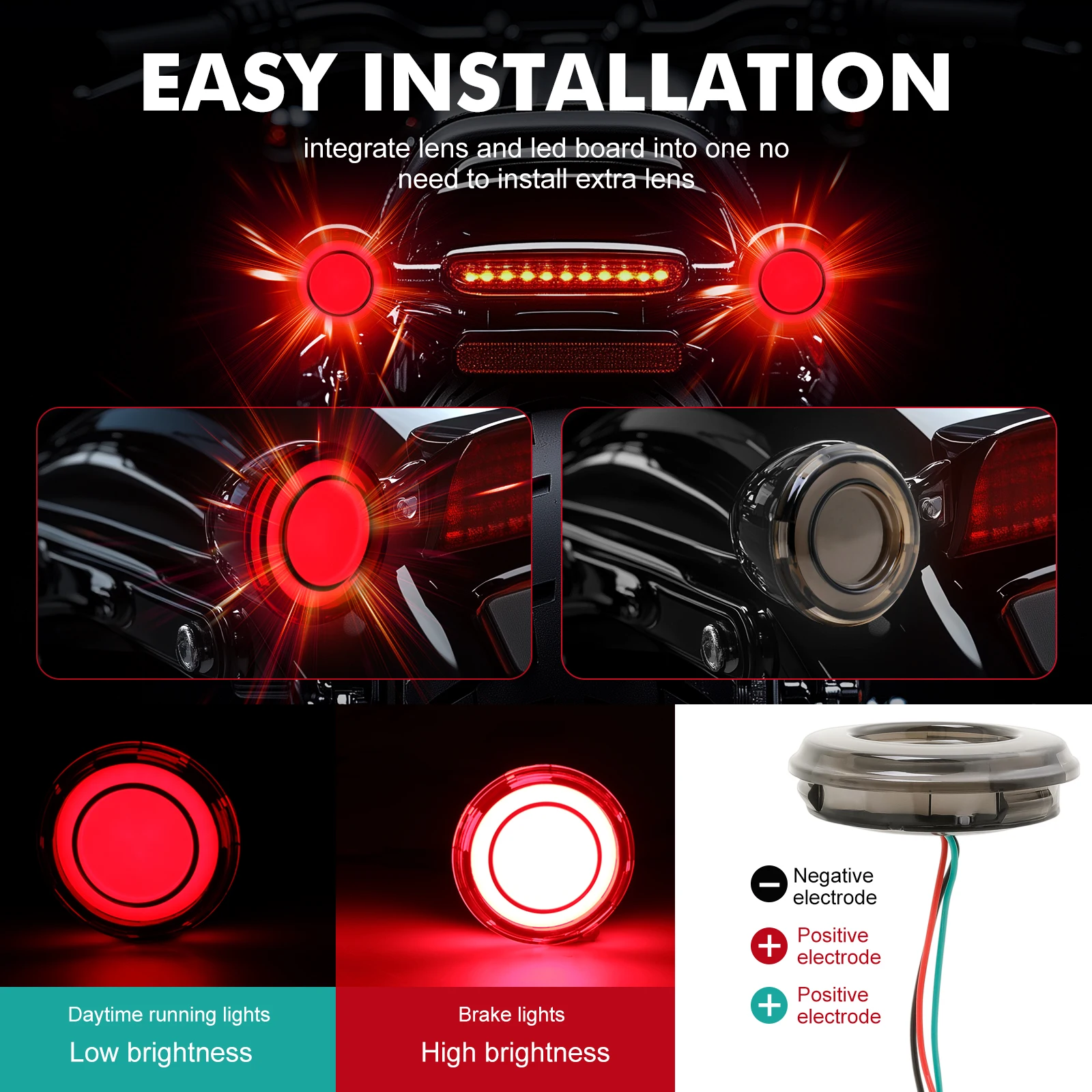 2" Bullet Style Rear Blinker Lamp Red Smoke Lens Cover LED Turn Signal Light For Harley Sportster Tri Glide Touring Road King