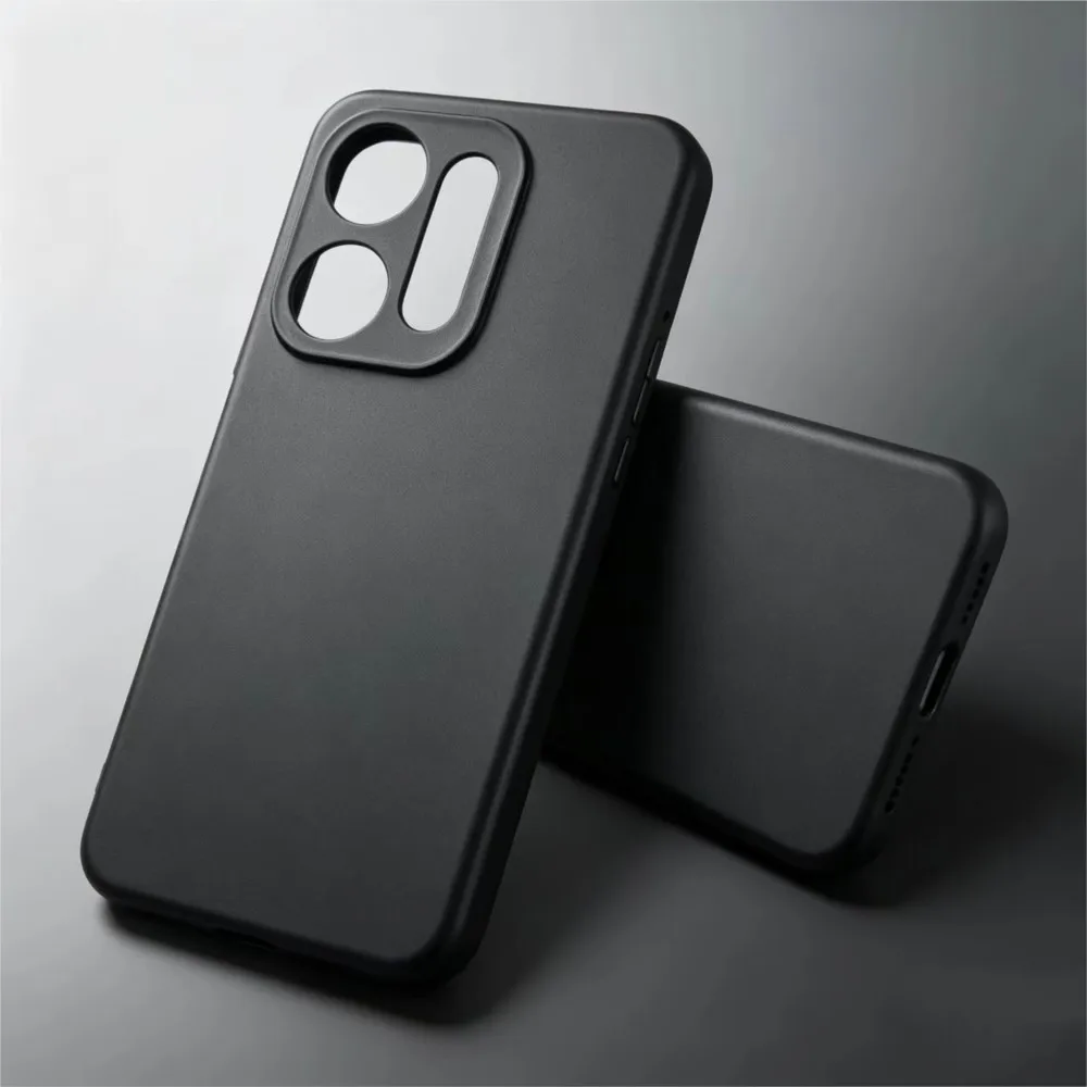 Square Matte Silicone Soft Phone Case - Black Anti-Drop Cover