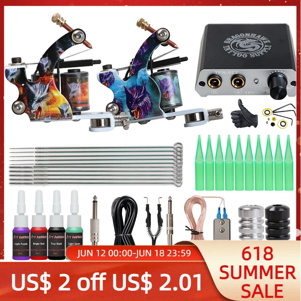 Cheap Complete Beginner Tattoo Kit Mini Tattoo Power Supply Cheap