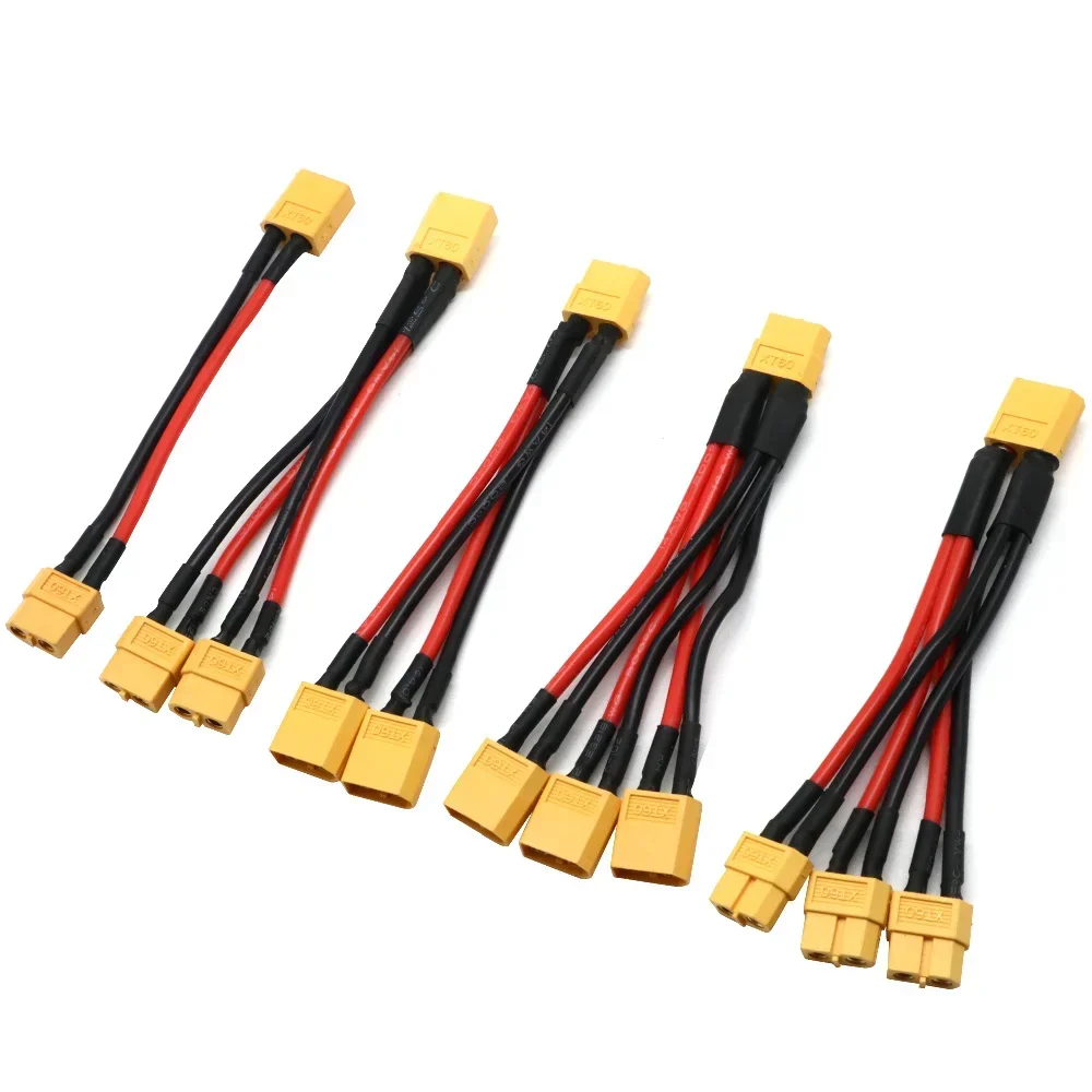 XT60 Paralleler Batterieanschluss 3-Wege 14AWG Silikonkabel Stecker/Buchse Dual-Verlängerung Y-Splitter 100mm für Batterieladegerät Motor – Detail 2