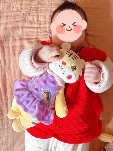 Soft Appease Toys Cartoon Tiger Baby Soothe Reassure Sleeping Animal Blankie Towel Bebes Hand Puppets Toy 5