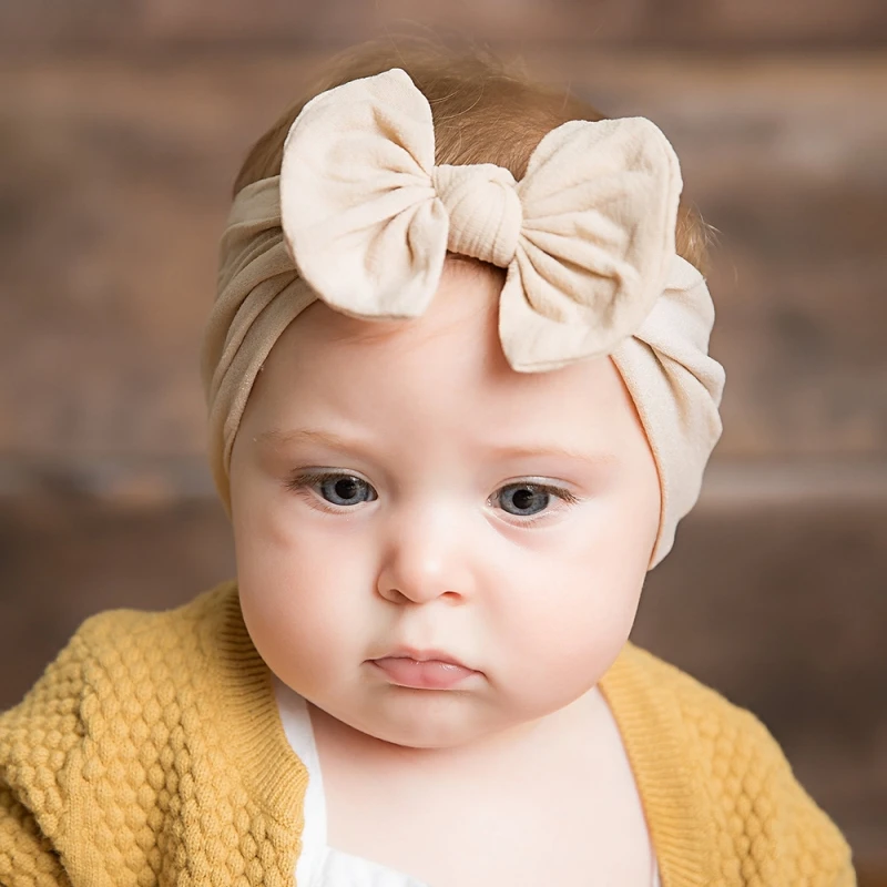 Kids Big Bow Headwrap Baby Girl Headband Solid Color Hair Band Toddler Turban Photography Supplies Birth Gift Hair Accessories