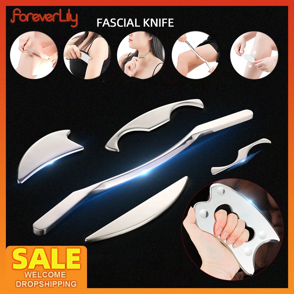Stainless Steel Fascial Knife Gua Sha Tools Manual Scraping Myofascial Tool Skin Tissue Massager Relax Body