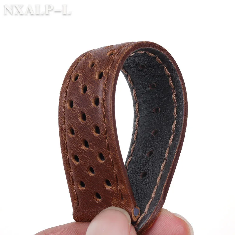 Breathable Cowhide Watch Strap with Matte & Oil Wax Finish and Butterfly Buckle