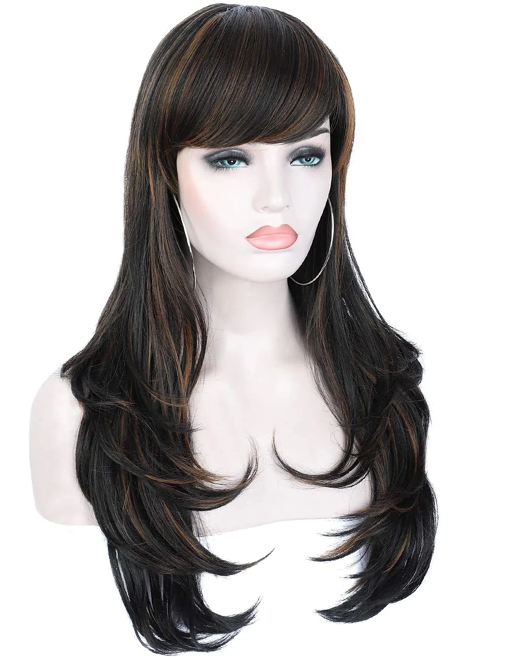 

24 Green Long Curly Wavy Synthetic Hair Wigs with Hair Bangs St.Patrick's Day Wigs for women