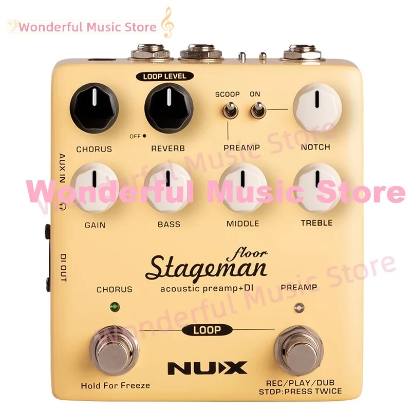 

NUX NAP-5 Stageman Floor Acoustic Preamp DI Guitar Effect Pedal Chorus Reverb Freeze 60s Loop for Guitar Violin Mandolin Banjo