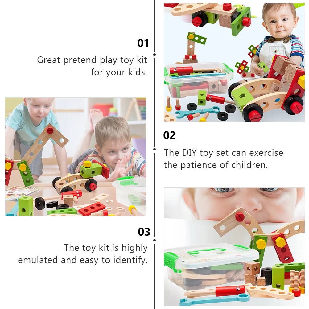 1세트 어린이 시뮬레이션 나무 DIY 공구 나사 너트 조합 분해 교육용 수리 놀이 키트