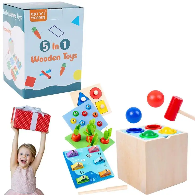 

5 в 1, деревянная игра для развития мелкой моторики