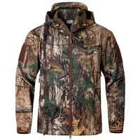 Men's Silent Soft Shell Camouflage Tactical Jacket Waterproof Warm Fleece Hunting Jackets Outdoor Hiking Fishing Hooded Coat 1