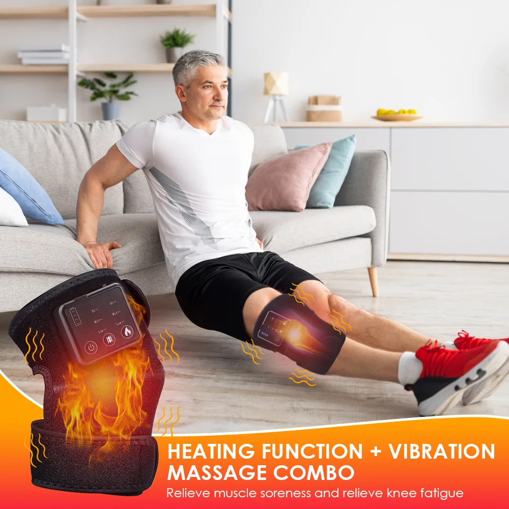 Heat Therapy Knee Support Brace Wrap Heated Vibration Massage Knee Joint Pain Relief Arthritis Rheumatism Treatment Far Infrared