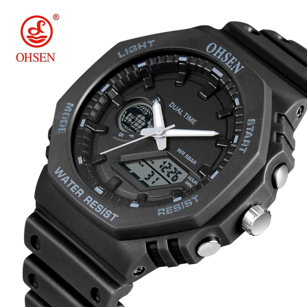 Outdoor Sport Digital Watch Men Dual Time Waterproof Military Wristwatch Black Tactical LED Quartz Watches Clocks Reloj hombre