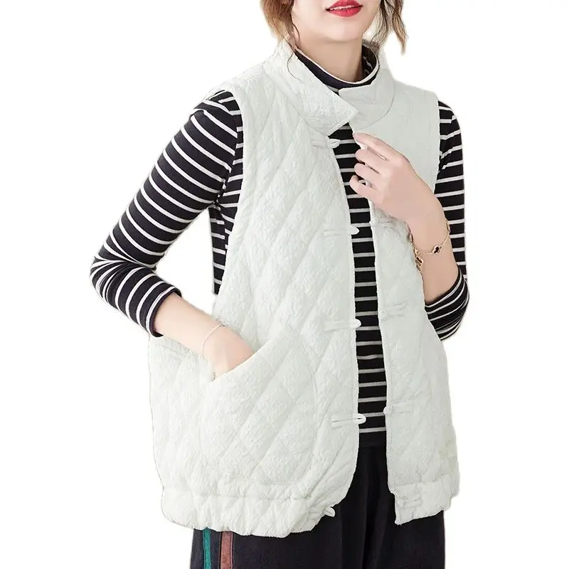 Winter Maternity Vest Coat with Pocket Stand Collar Pregnant Woman Sleeveless Jacket Button Fly Women Outerwear Black White
