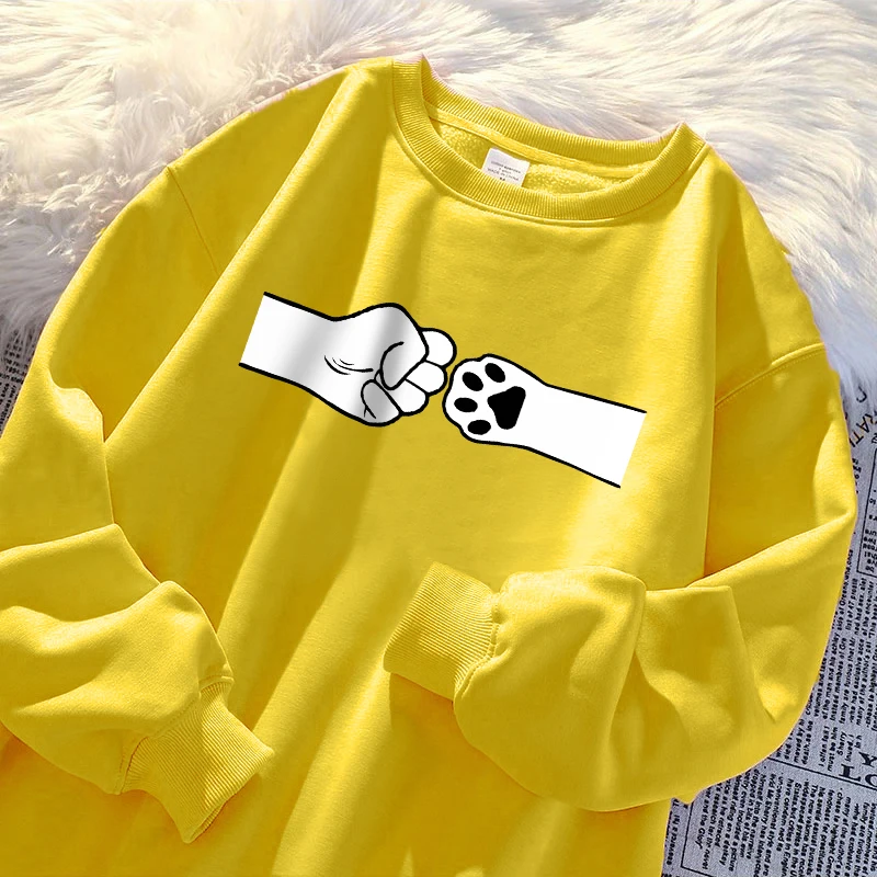 Customized hoodies men hoodie Fist And Cat Paw Collision Sweatshirt Men Fashion S-Xxl Warm Sudadera Casual Camisa Autumn Casual Male Streetwear