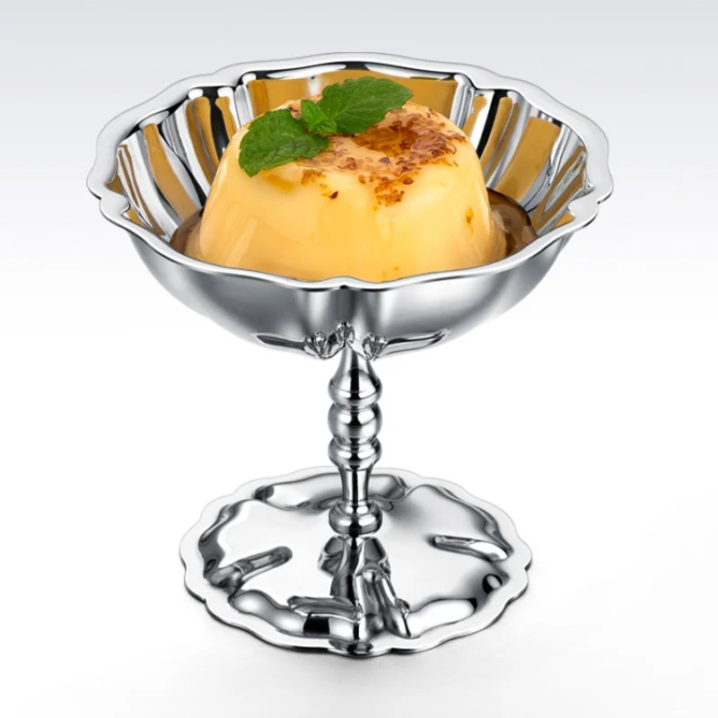 Stainless Steel Ice Cream Bowl Smooth Surface Sorbet Pudding Dessert