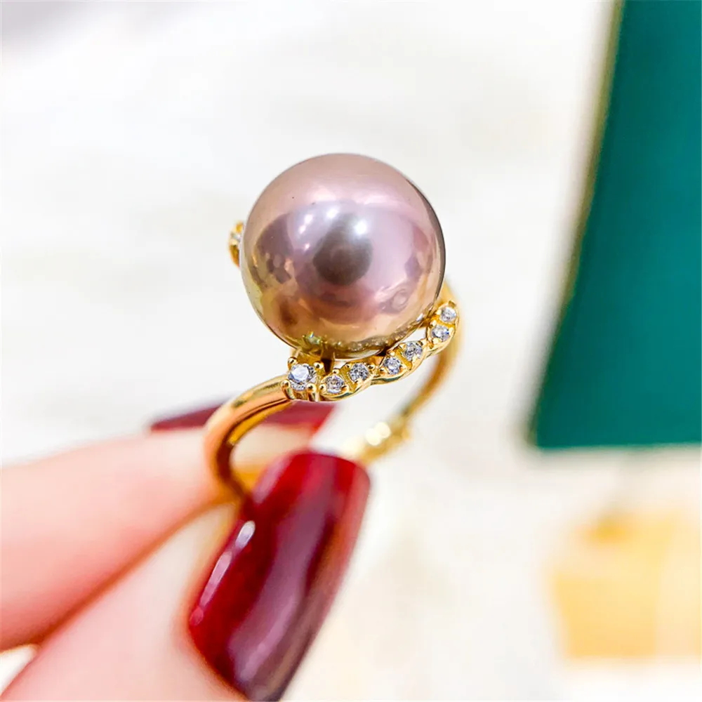 

DIY pearl accessories S925 sterling silver ring empty holder concealer ring silver jewelry holder with 10-13mm beads