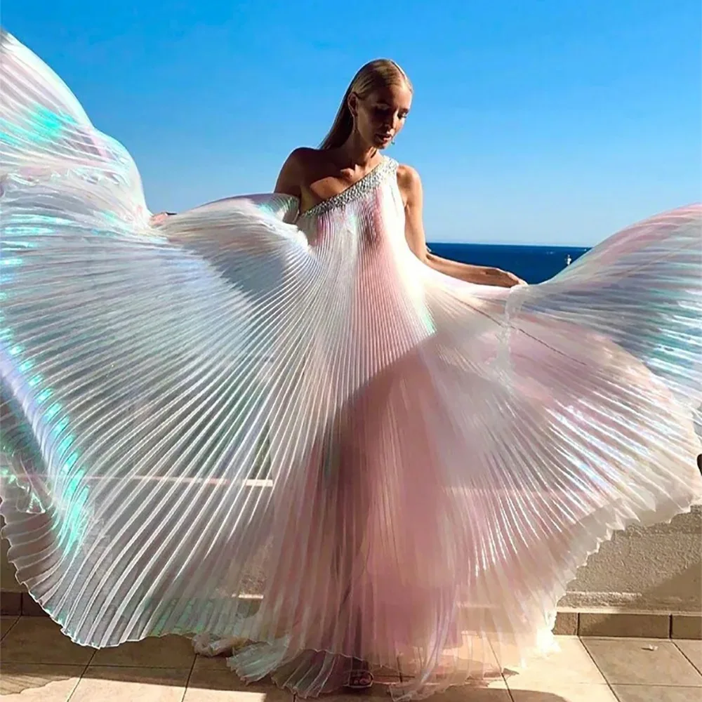 크리 에이 티브 반짝 이는 Pleated Organza 패브릭 100*150cm 수제 천 패브릭 레인보우 인어 DIY 재료 의류 액세서리