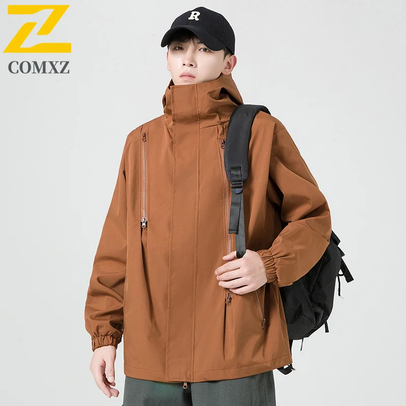 EiAO  Jacket Trendy Couple's Outdoor Waterproof Windproof Workwear Zip-Up Techwear for Hiking Camping Fishing Street Style 2025