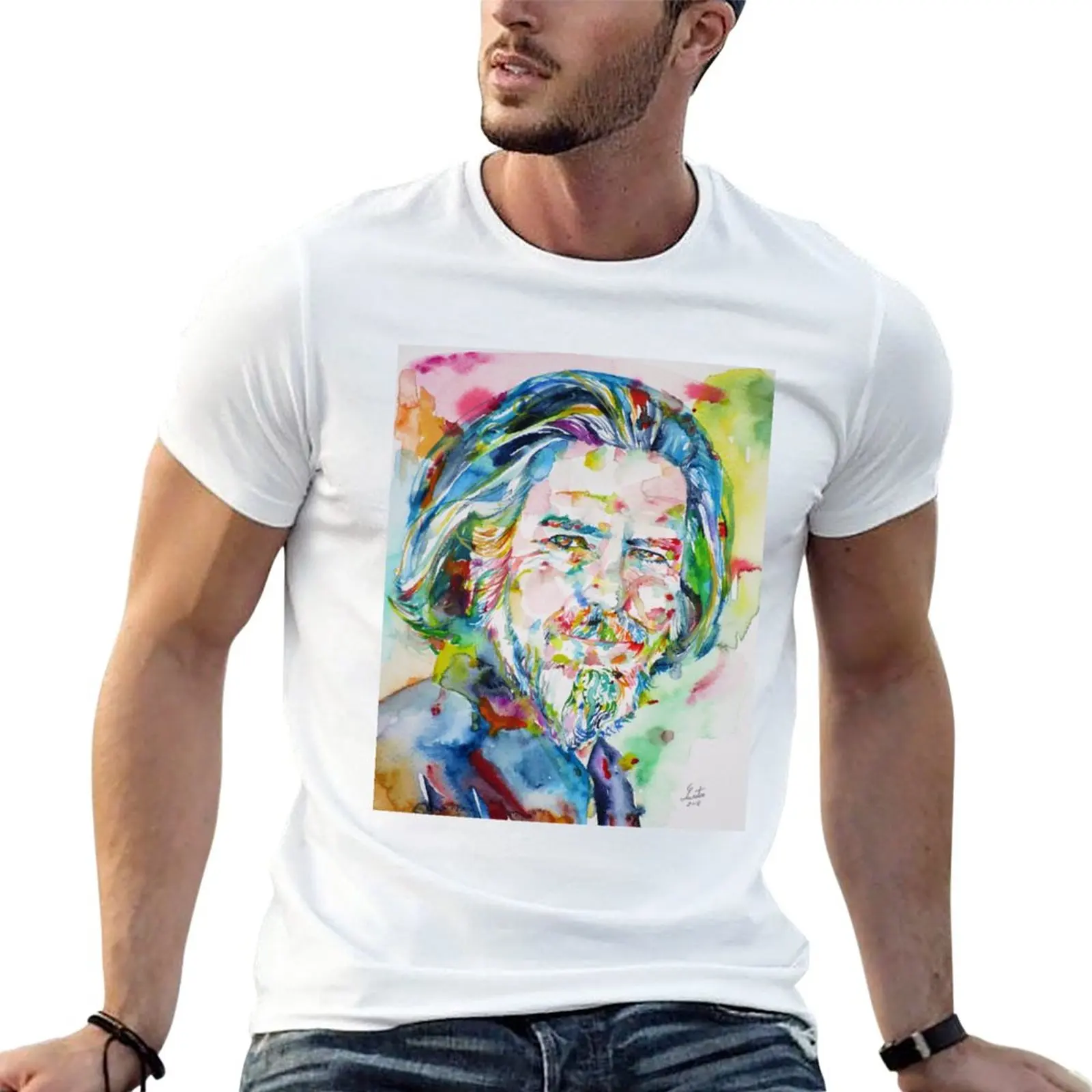 

New ALAN WATTS - watercolor portrait.8 T-Shirt boys t shirts t-shirts man boys white t shirts Tee shirt mens t shirts