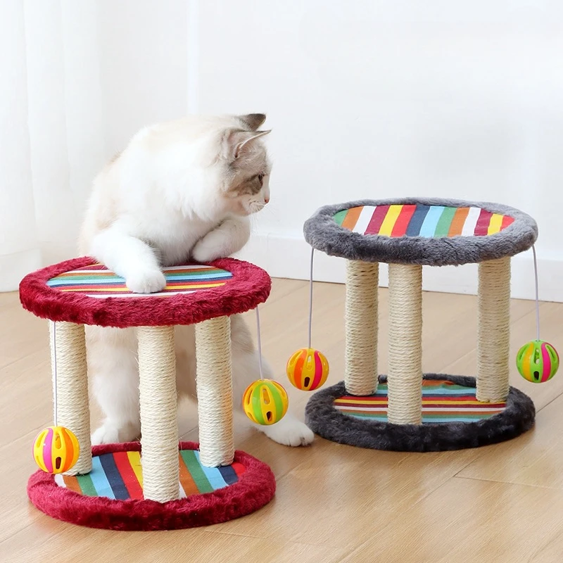 

Cat Climbing Frame Double Layer Rainbow Cat Amusement Plate Cat Toys Cat Climbing Pillars Available All Seasons Cat Supplies