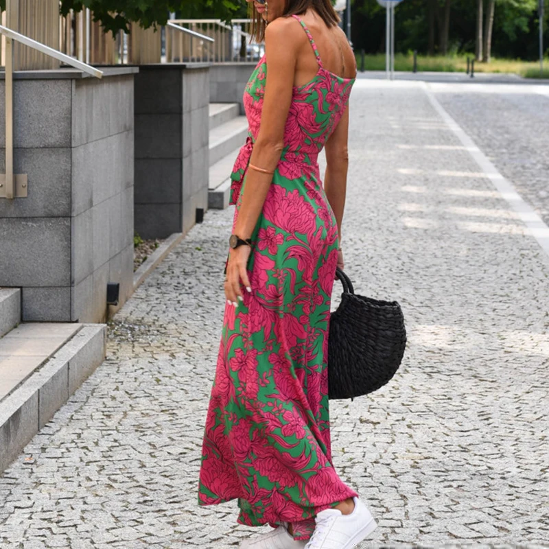 Sexy Vintage Leopard Mesh V Neck Sling Dresses