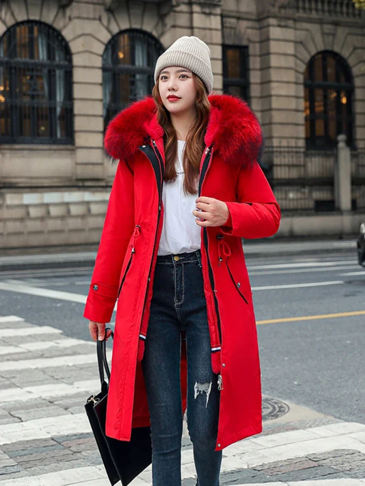 Winter Jackets for Women 2024 Mid Length Knee New in Detachable Oversized Korean Fashion Thick Cotton Women\'s Cotton Coats