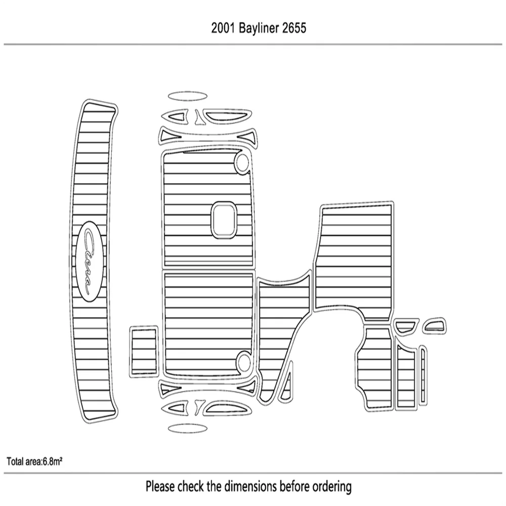 

2001 Bayliner 2655 Cockpit swimming platform 6mm EVA TEAK FLOOR Non-slip mat SeaDek MarineMat Gatorstep Style Self Adhesive