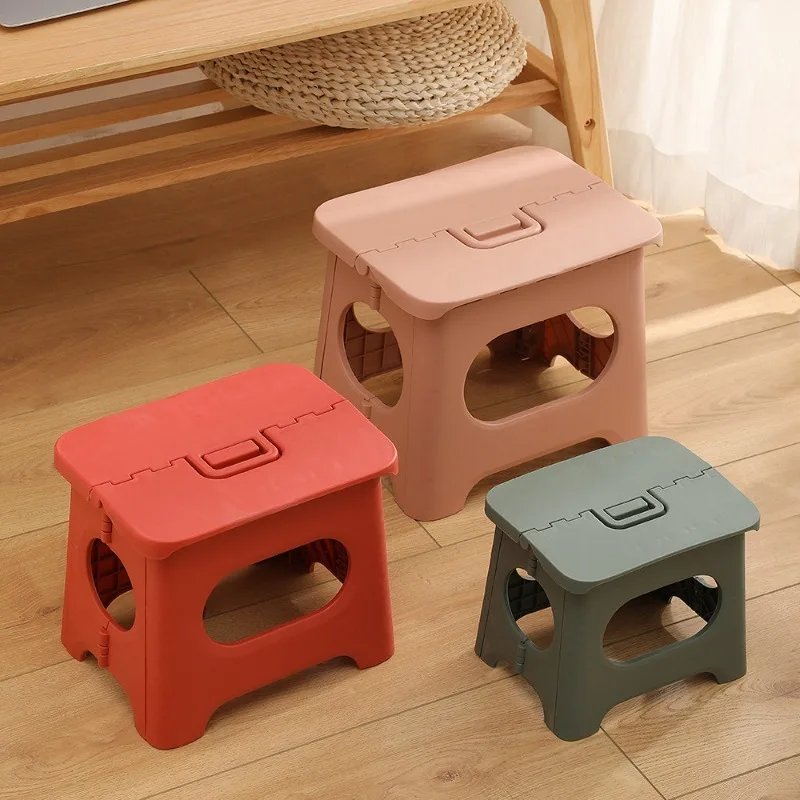 Creative Plastic Folding Stool Outdoor Portable Stools Footrest Stool Shoe Bench for Adults Kindergarten Living Room Bathroom