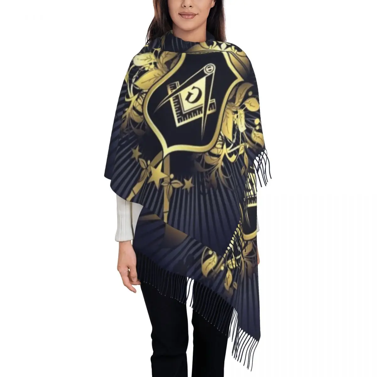 

Stylish Freemasonry Tassel Scarf Women Winter Warm Shawls Wraps Lady Masonic Mason Scarves