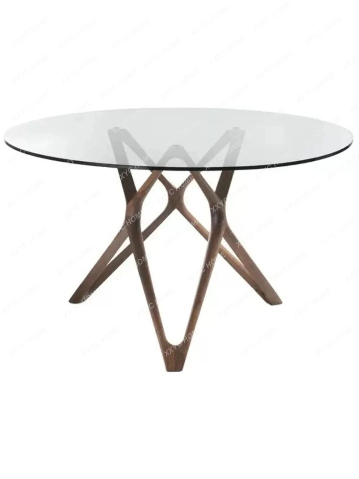 

Black Walnut round Glass Dining Table Living Room Italian Modern Minimalist Home round Table