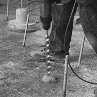 1 pièce Foret SDS Plus 5-25mm pour béton, tête de coupe croisée, double hélice, 210mm, pour marteau électrique, mur, brique, bloc, maçonnerie 6