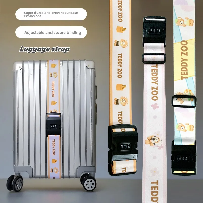 Original TEDDYZOO Luggage Strap Travel Suitcase Buckle One Word Packing Belt Password Lock Anti-Explosion Reinforced Check-In...