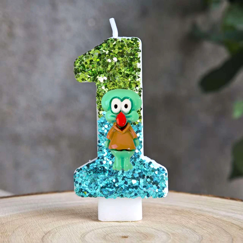 Spongebob Kerze Nummer 0-9 Fußball-Kerze Kuchendekoration Geburtstagsparty für Kinder Babyparty Deko Geschenk – Detail 28