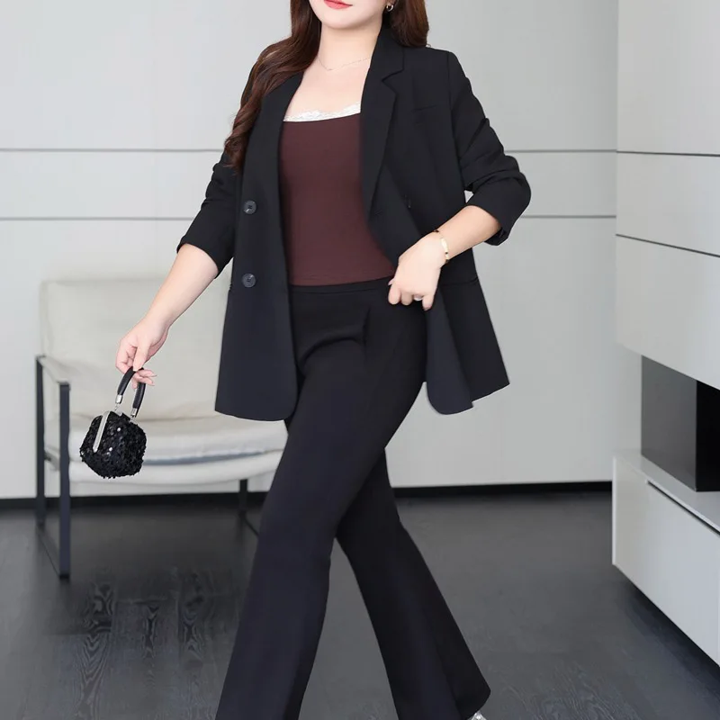 Plus Size Women's Blazer Premium Casual Anti-Wrinkle Twill Drape Effect Loose Commuter Suit Jacket Autumn 2025