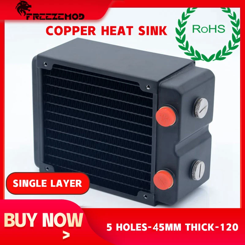 Zemod-radiador de Água Embutido de Cobre Peça Dupla Camada 120 mm Espessura 45 mm Dissipador de Calor Cinco Furos g1 4