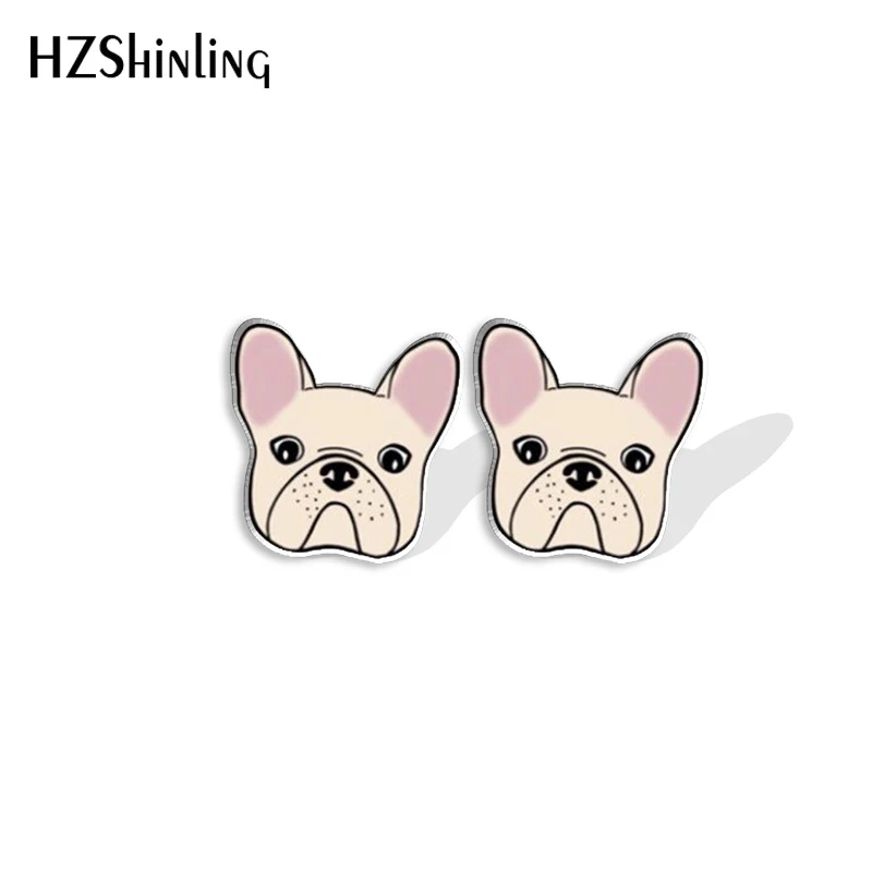 2023 New French Bulldog Head Stud Earring Dog Lovers Acrylic Resin Earrings Epoxy Handmade Jewelry Gifts Friends