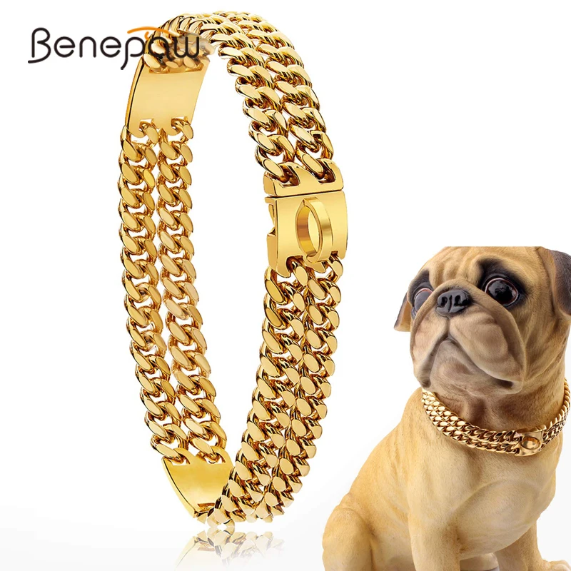 Ошейник для собак Benepaw Heavy Duty Strong кубинская цепочка крепкий ошейник 18 К