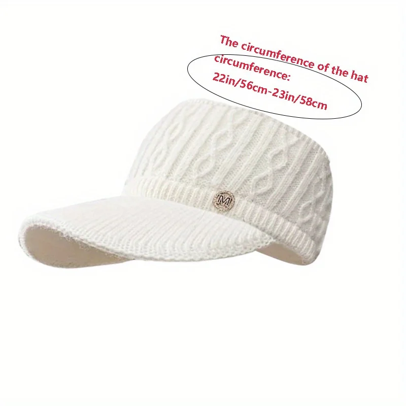 1pc Knitted Elastic Ponytail Baseball Cap, Autumn and Winter Warm Woolen Cap, Empty Top Cap, Outdoor Sports Cap, Warm Cap