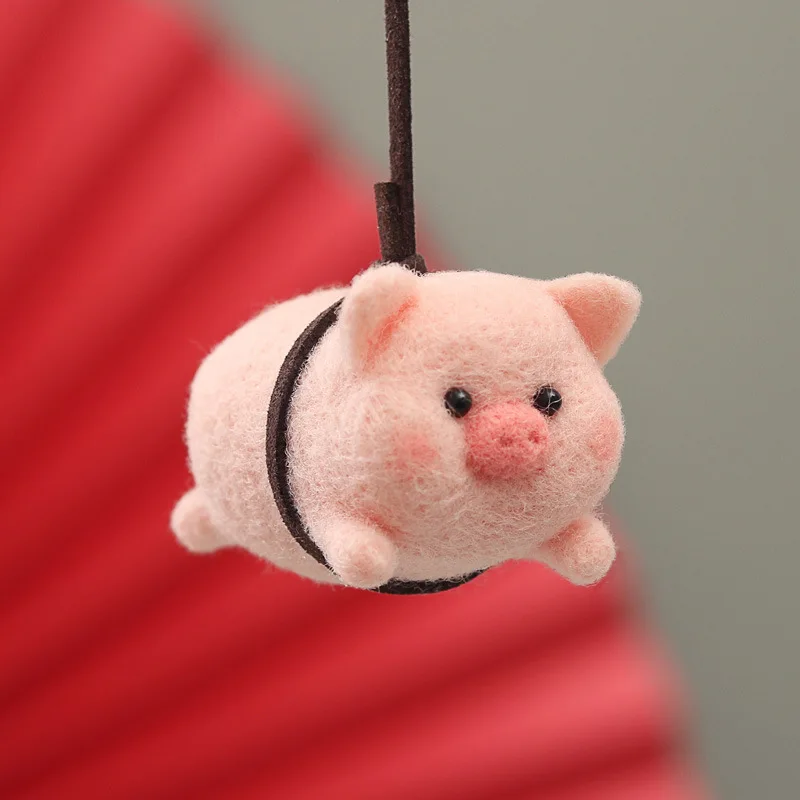 pig Wool Felt DIY Handmade Material Package cartoon Stitching Handmade Festival Craft Funny Poke Poke Craft Felting Starter Kits