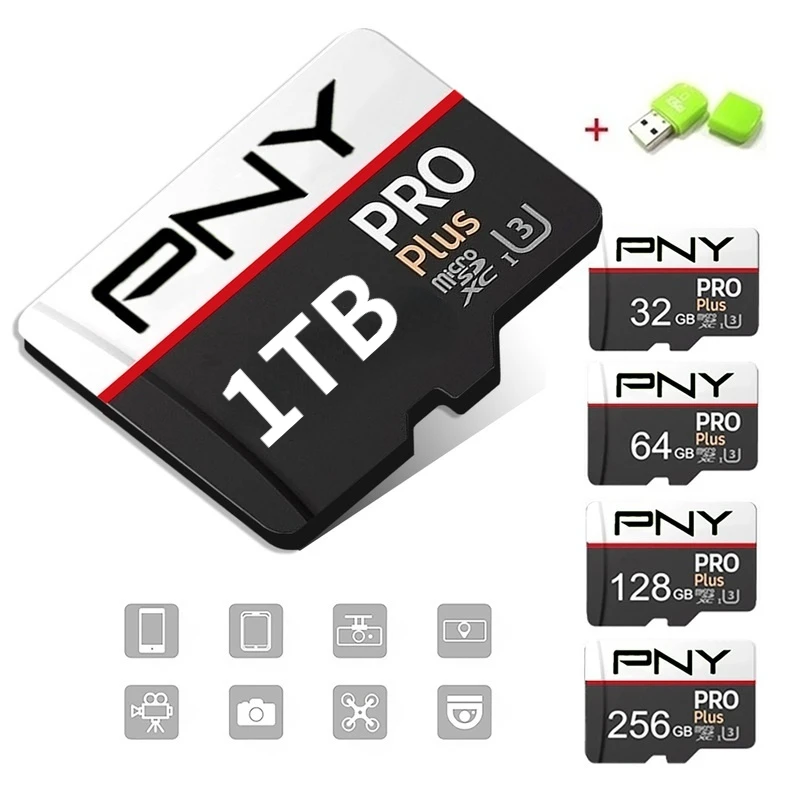 PNY high speed 1TB 512GB 256GB  USB drive Micro SD Micro SDHC Micro SD SDHC card 10 UHS-1 TF memory card + card reader memory card 8gb