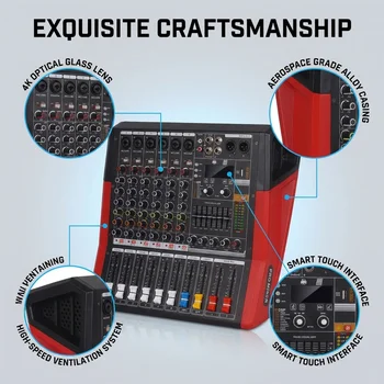 6-Channel with 450W Amplifier Audio Mixer for Performance | Sound Bar with Power Amplifier, 450W Power Output, 7-Stage Equalizer, 99 DSP Effects, Bluetooth & USB Playback 7