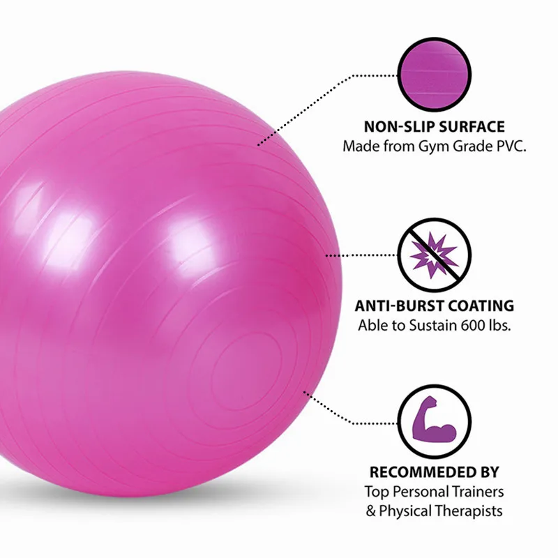 PVC Fitness Balls Yoga Ball Thickened Explosion-proof Exercise Home Gym Pilates Equipment Balance Ball 45cm/55cm/65cm/75cm yoga ball