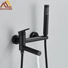Matte Black Bathtub Faucet Swivel Spout Shower Faucet Wall Mounted Hot Cold Water Mixer For Bathroom Chrome Bath Shower Faucet 1