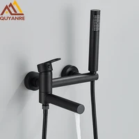 Matte Black Bathtub Faucet Swivel Spout Shower Faucet Wall Mounted Hot Cold Water Mixer For Bathroom Chrome Bath Shower Faucet 1