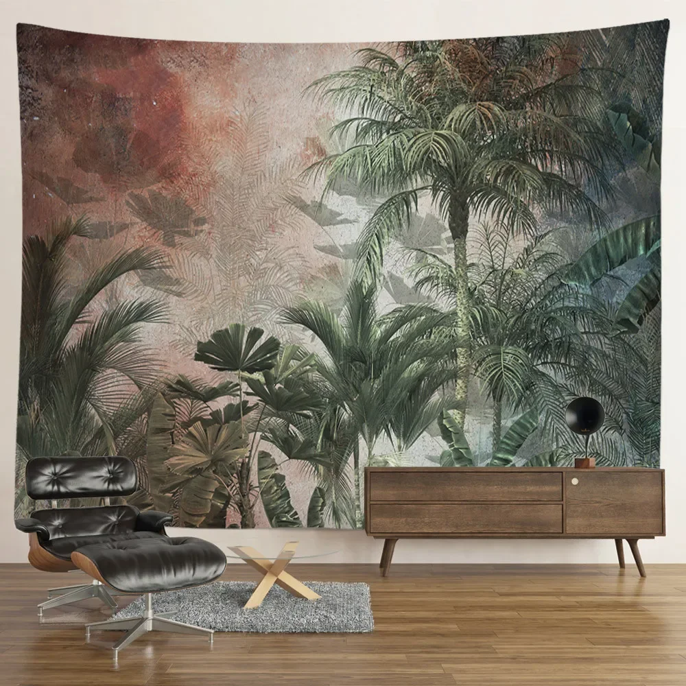 Forest Tree Plant Tapestry Vintage Tropical Plant Theme Wall Hanging Room Decor Aesthetic Tapestry Home Dorm Bedroom Decoration tapestry decor
