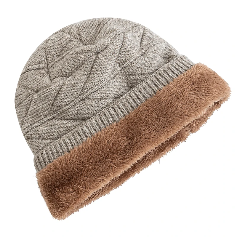 Unisex Beanie Hats For Men Women Outdoor Ski Sports Winter Hat Letter Label Decor Plush Fur Lined Warm Knitted Hat