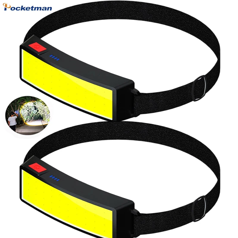 

Wide Beam Strong Power COB LED Headlight USB Rechargeable Headlamp COB Headlamp Portable Built-in Battery Waterproof Head Light