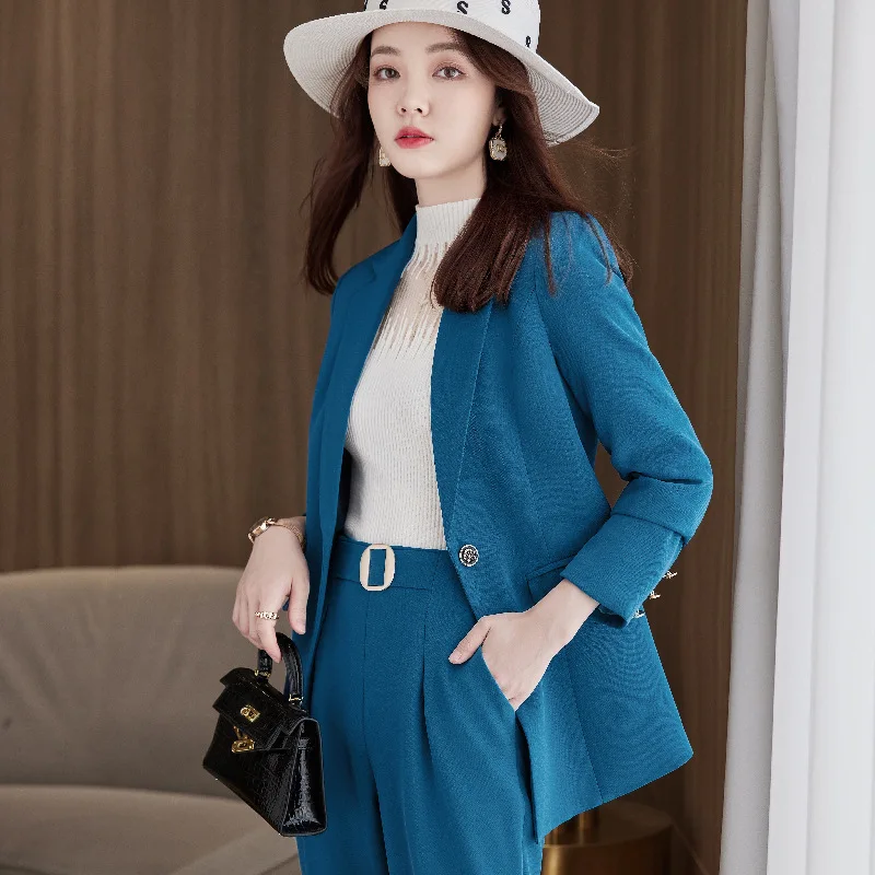 

High Quality Fabric Autumn Winter Formal Women Business Suits with Pants and Jackets Coat Professional Blazers Set Pantsuits