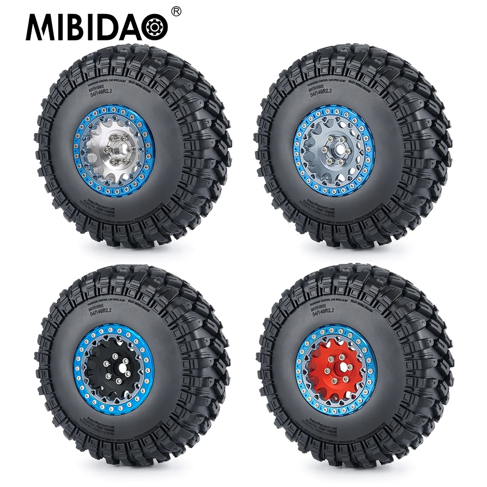 

MIBIDAO 2,2 дюймов Beadlock металлический сплав колесные диски кольца + резиновые шины для Axial Wraith RBX10 TRX-4 1/10 радиоуправляемые запчасти для автомобилей